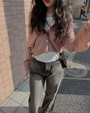 Blossom V-Neck Summer Knit Crop Cardigan
